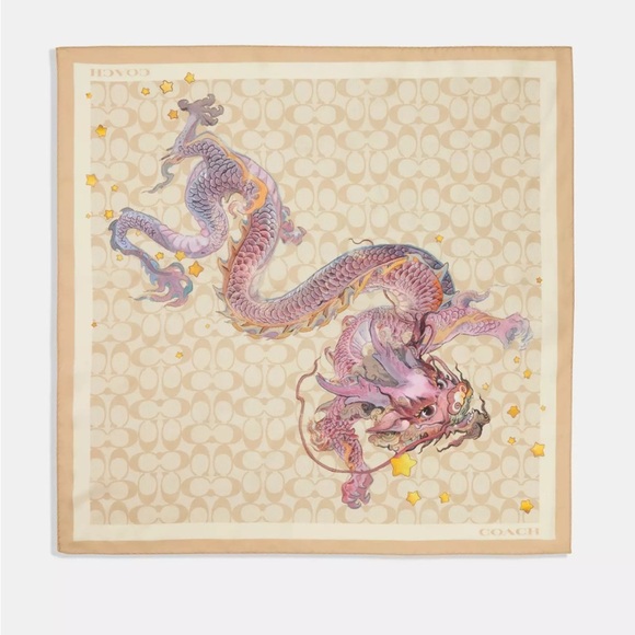 New! Coach lunar new year dragon silk scarf .